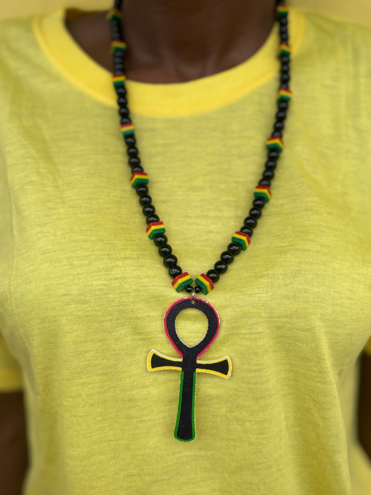 Ankh With Rasta Beads