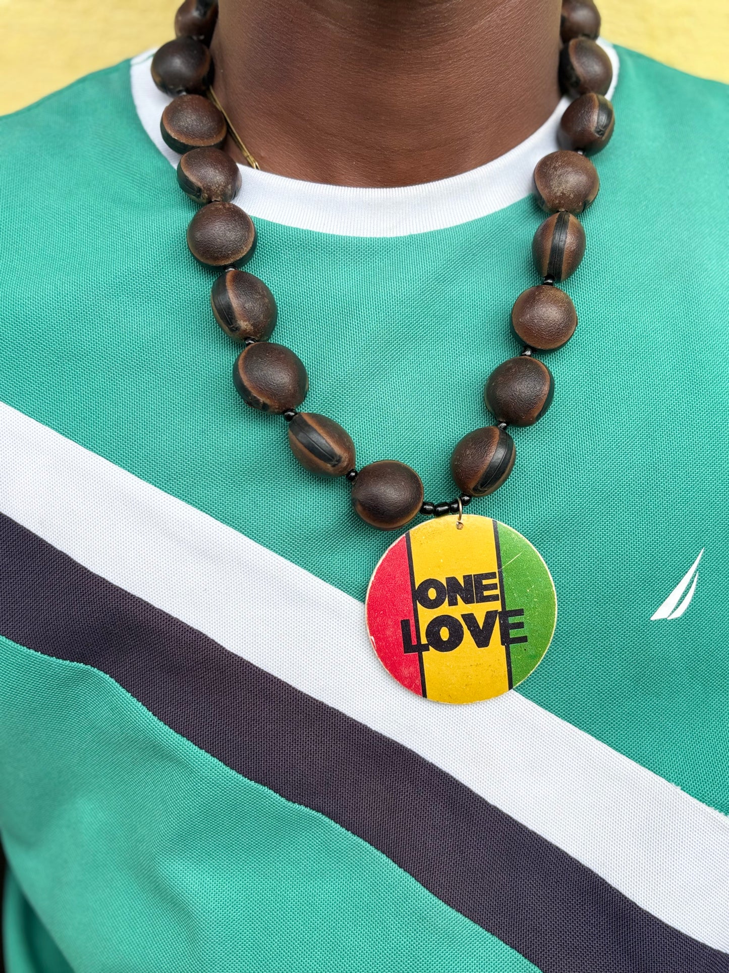 Donkey Eye Seed Necklace - With One Love Pendant