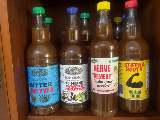Miracle Combo - 1 Liter “Bitter Detox, 1 Liter “ 13 Herb Immune Booster”, 1 Liter “Nerve Remedy”, 1 liter “ Stiffna Roots Herbal Tonic”