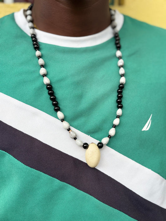 Nickel Necklace Black & White Beads
