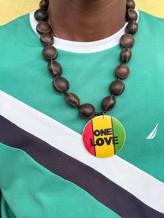 Donkey Eye Seed Necklace - With One Love Pendant